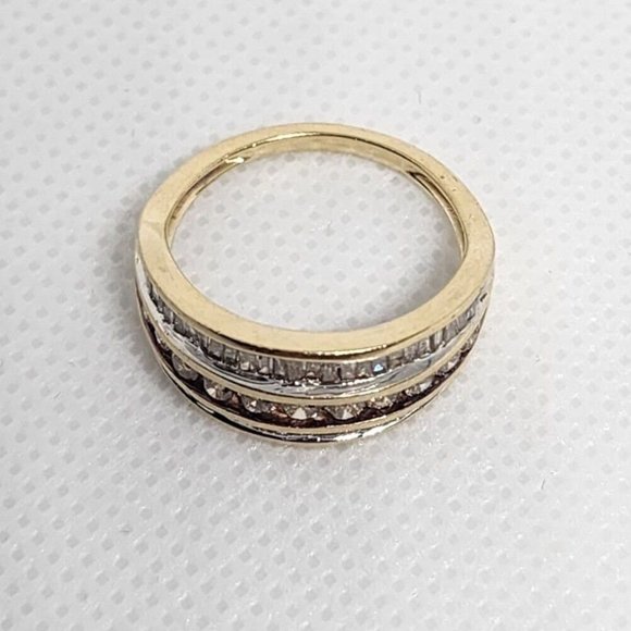 14K YELLOW GOLD HESSONITE & GOSHENITE RING  SIZE 6 - Picture 7 of 8